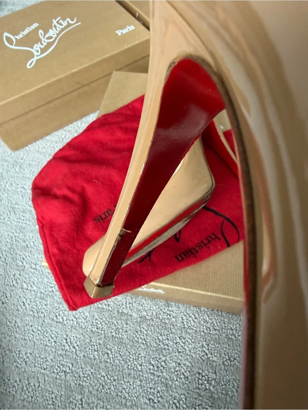 Christian Louboutin Nude Patent Leather  Pumps
